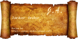 Janker Andor névjegykártya